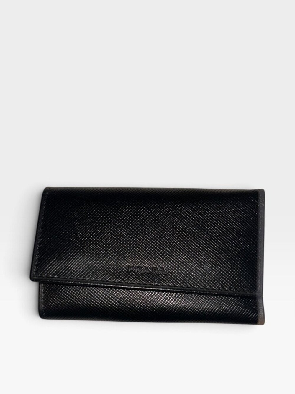 prada NEW black leather key holder wallet italy